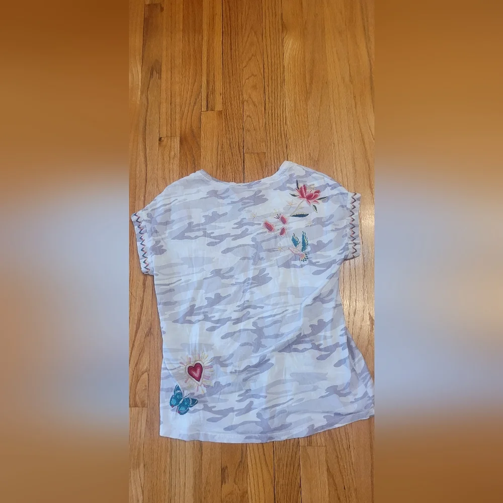 Johhny Was Adara Relaxed Floral Embroidered Peacock Butterfly Shirt - Picture 9 of 16